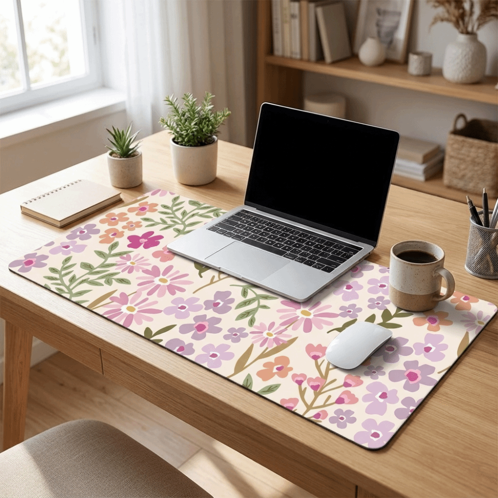 Stain-resistant Large Floral D - Gaming Desk Mat 评论和价格