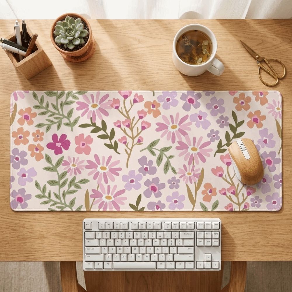 Stain-resistant Large Floral D - Gaming Desk Mat 评论和价格