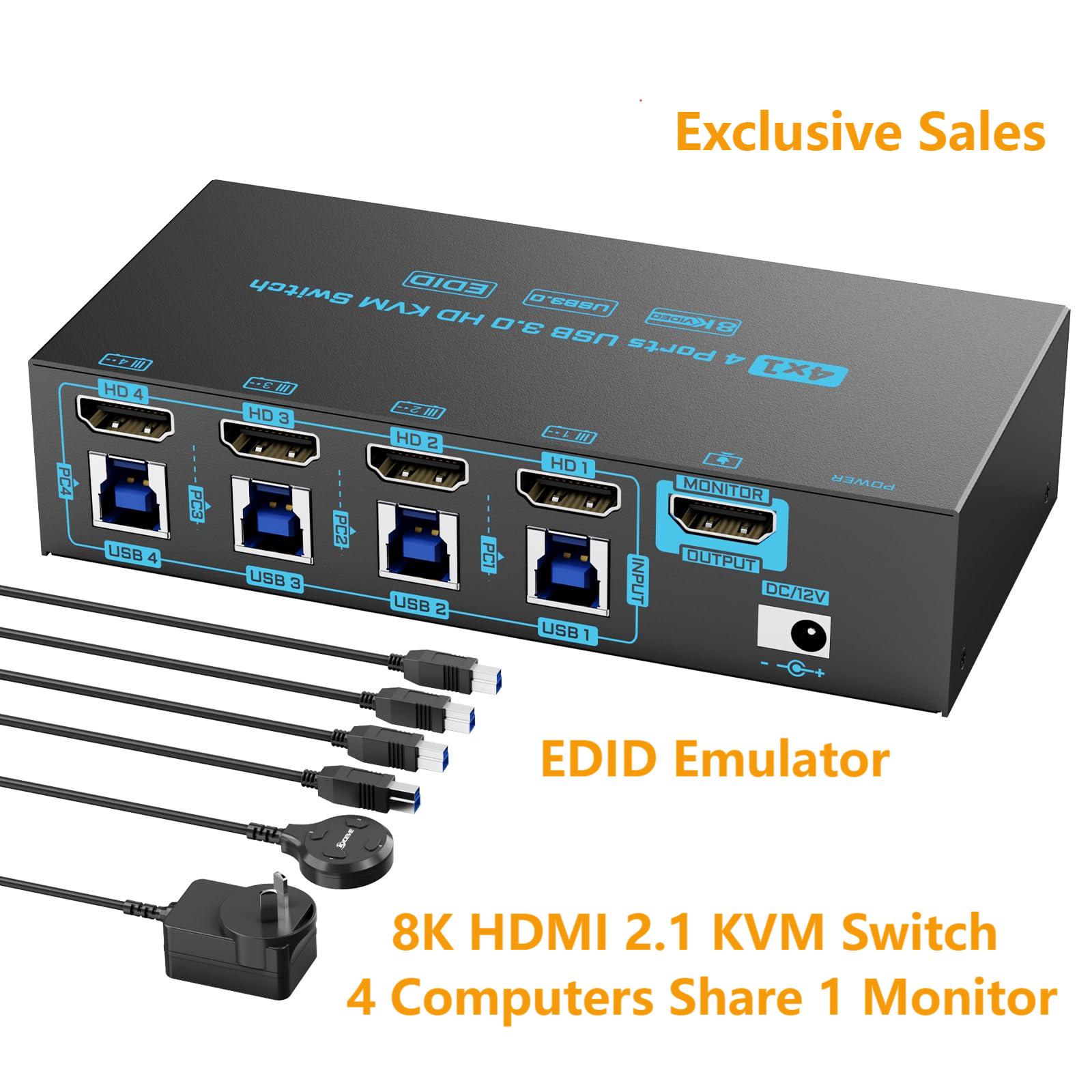 8K/4K HDMI KVM Switch 4 Port U - Pc Gaming Emulator 评论和价格